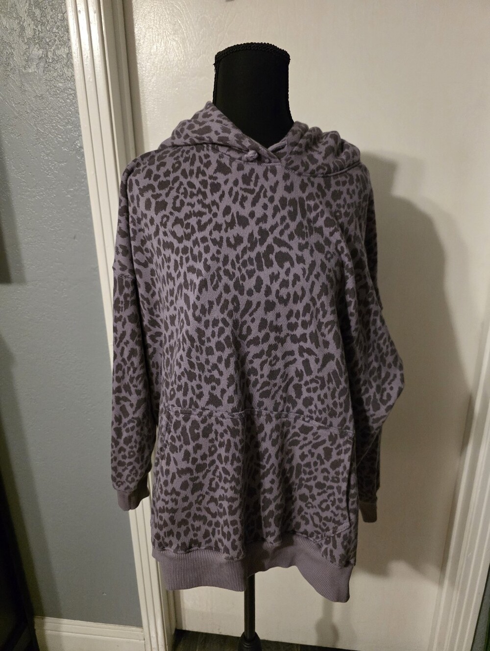 Lavender Leopard Print Hoodie Sweater